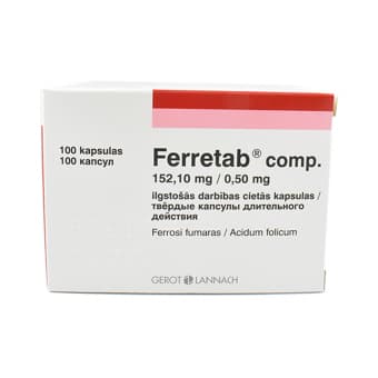 FERRETAB COMP TOIMEA. PROLONG. VAB. KÕVAKAPS. 152.1MG+0.5MG N100