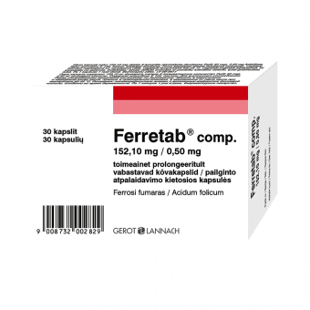 FERRETAB COMP TOIMEA. PROLONG. VAB. KÕVAKAPS. 152.1MG+0.5MG N30