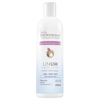 DERMEDIC EMOLIENT LINUM BABY, kreemjas puhastusgeel lastele 200 ml