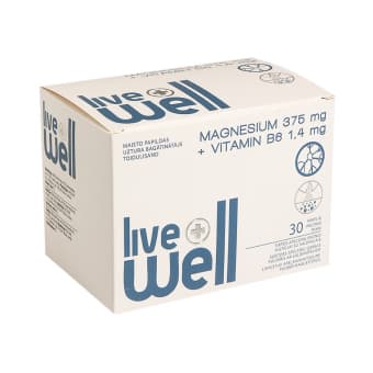 LIVE WELL MAGNEESIUM 375 MG+B6 1,4MG PLV N30
