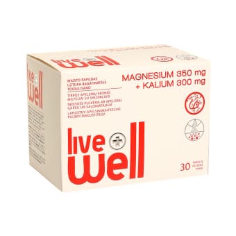 LIVE WELL MAGNEESIUM 350 MG + KAALIUM 300MG PLV N30
