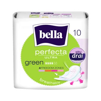 BELLA eriti õhukesed tiibadega hügieenisidemedPERFECTA ULTRA GREEN 10 tk