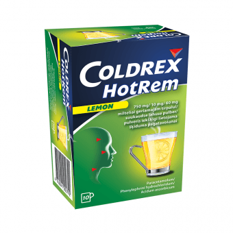 COLDREX HOTREM LEMON SUUKAUDSE LAHUSE PULBER 750MG+10MG+60MG N10