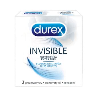DUREX kondoomid INVISIBLE EXTRA SENSITIVE, 52 mm 3 tk