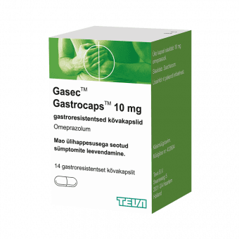 GASEC GASTROCAPS 10MG GASTRORESIST. KÕVAKAPS 10MG N14